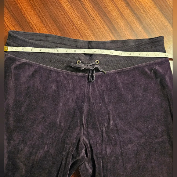 Calvin Klein Black Velvet Wide Leg Pull On Athleisure Pants Cottom Blend L GUC - Picture 7 of 11